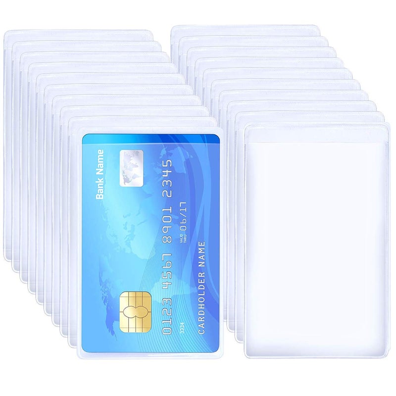 BronaGrand 20pcs Transparent Vertical ID Credit Card Holder Business Card Protector Sleeves - Image 1